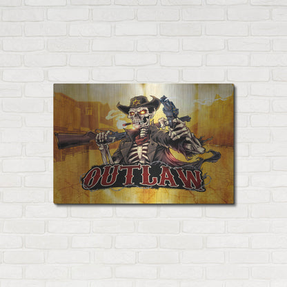 Luxe Metal Art 'Cowboy Skeleton Outlaw Mascot' by Flyland Designs, Metal Wall Art,36x24