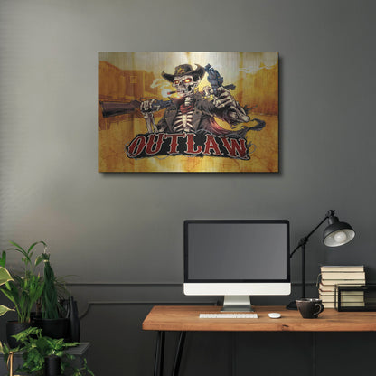 Luxe Metal Art 'Cowboy Skeleton Outlaw Mascot' by Flyland Designs, Metal Wall Art,36x24