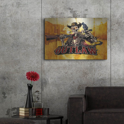 Luxe Metal Art 'Cowboy Skeleton Outlaw Mascot' by Flyland Designs, Metal Wall Art,36x24
