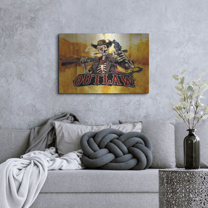 Luxe Metal Art 'Cowboy Skeleton Outlaw Mascot' by Flyland Designs, Metal Wall Art,36x24