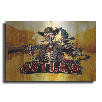 Luxe Metal Art 'Cowboy Skeleton Outlaw Mascot' by Flyland Designs, Metal Wall Art