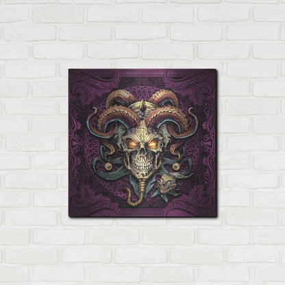 Luxe Metal Art 'Jester Skull With Horns' by Flyland Designs, Metal Wall Art,24x24