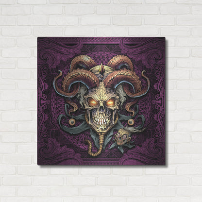 Luxe Metal Art 'Jester Skull With Horns' by Flyland Designs, Metal Wall Art,36x36