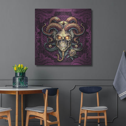 Luxe Metal Art 'Jester Skull With Horns' by Flyland Designs, Metal Wall Art,36x36