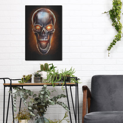 Luxe Metal Art 'Metal Fire Skull' by Flyland Designs, Metal Wall Art,12x16