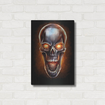 Luxe Metal Art 'Metal Fire Skull' by Flyland Designs, Metal Wall Art,16x24