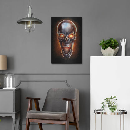 Luxe Metal Art 'Metal Fire Skull' by Flyland Designs, Metal Wall Art,16x24