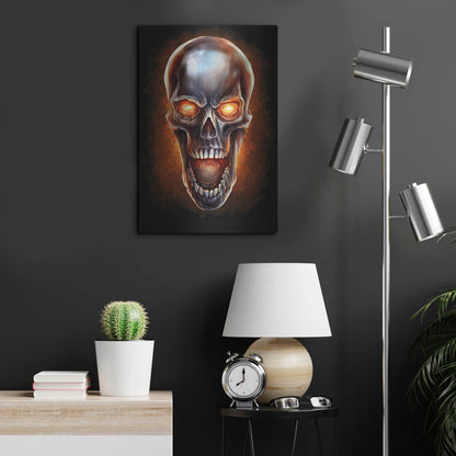 Luxe Metal Art 'Metal Fire Skull' by Flyland Designs, Metal Wall Art,16x24