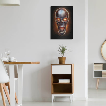 Luxe Metal Art 'Metal Fire Skull' by Flyland Designs, Metal Wall Art,16x24