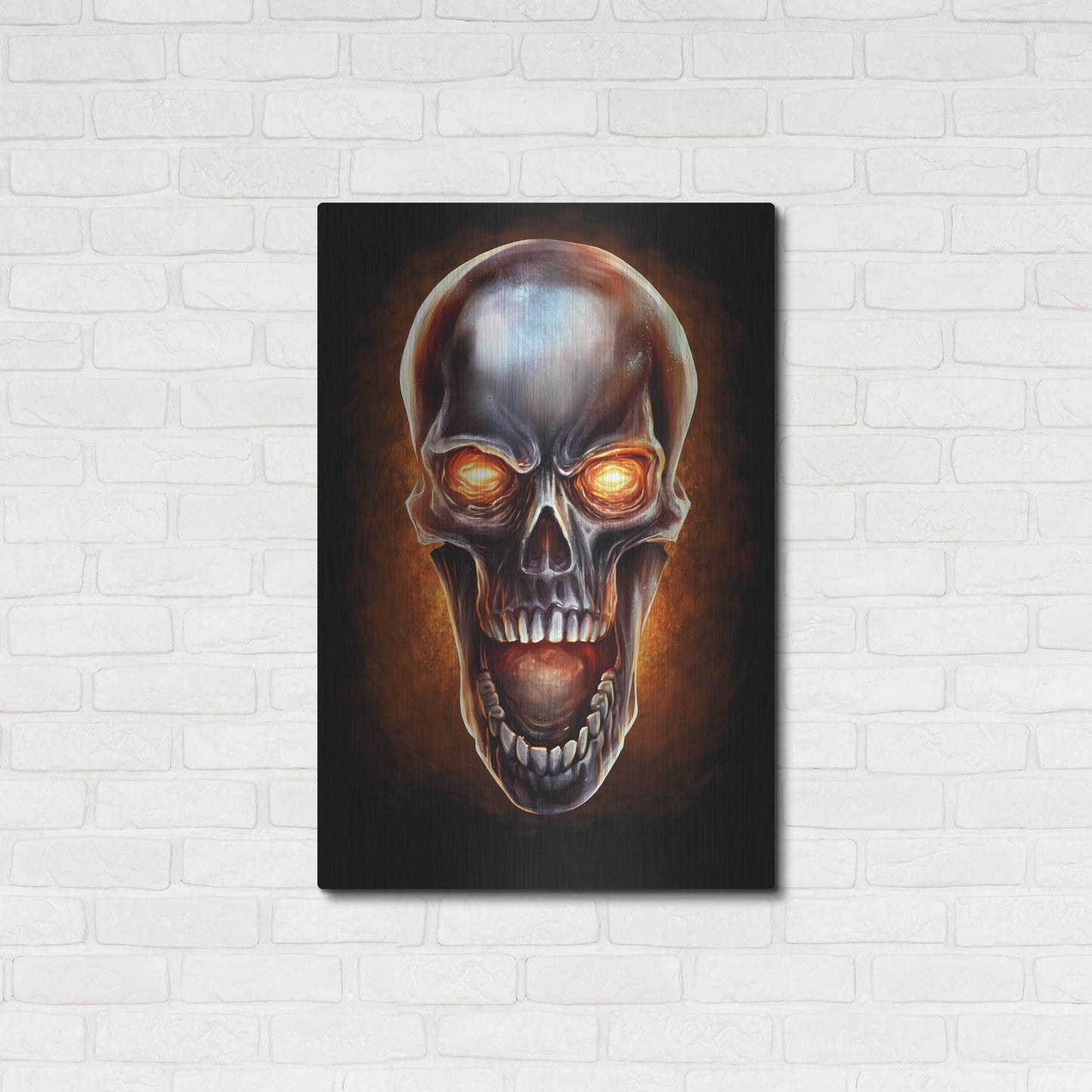 Luxe Metal Art 'Metal Fire Skull' by Flyland Designs, Metal Wall Art,24x36