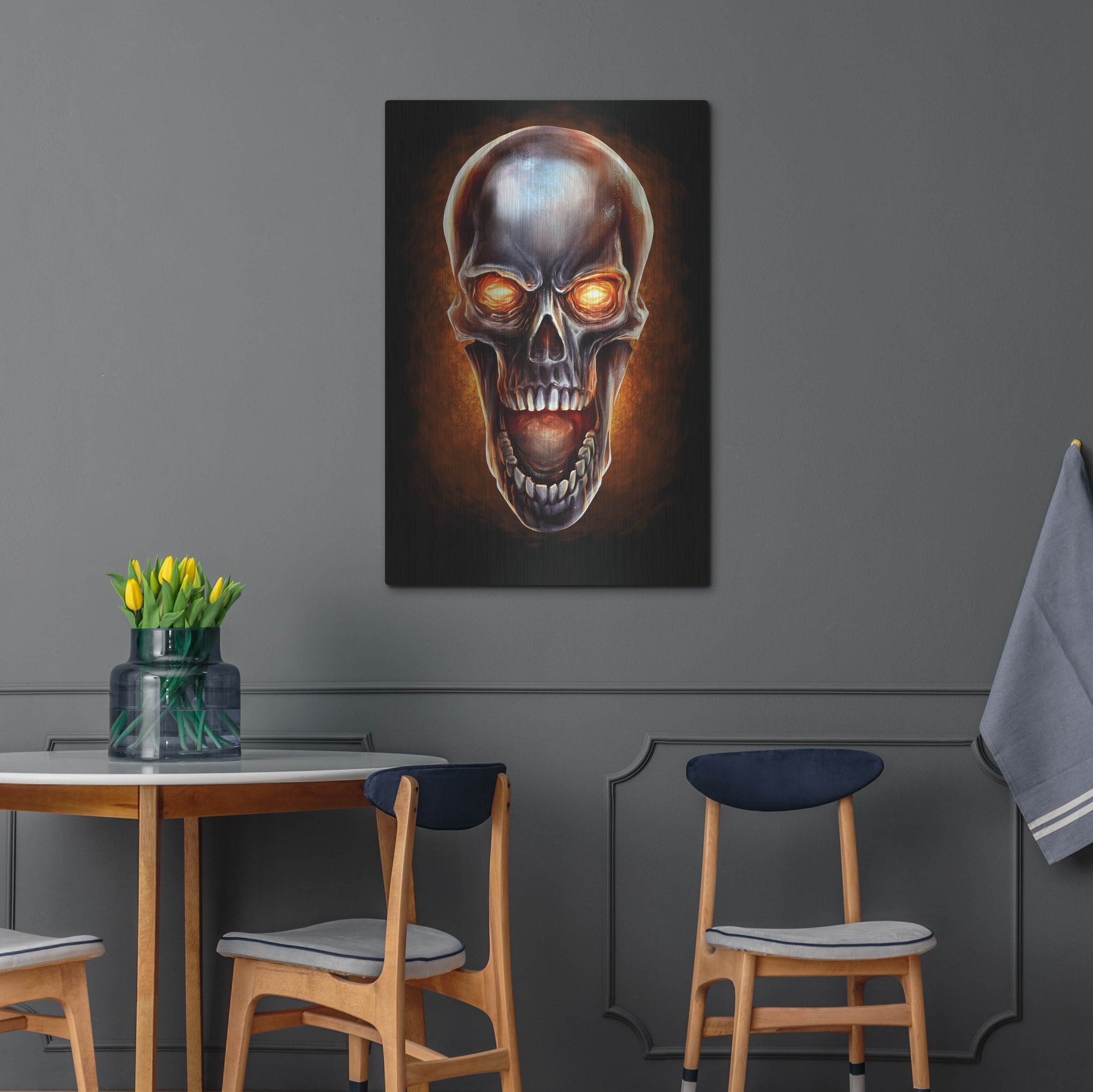 Luxe Metal Art 'Metal Fire Skull' by Flyland Designs, Metal Wall Art,24x36