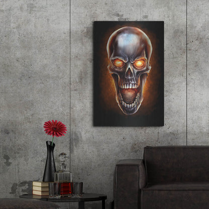 Luxe Metal Art 'Metal Fire Skull' by Flyland Designs, Metal Wall Art,24x36