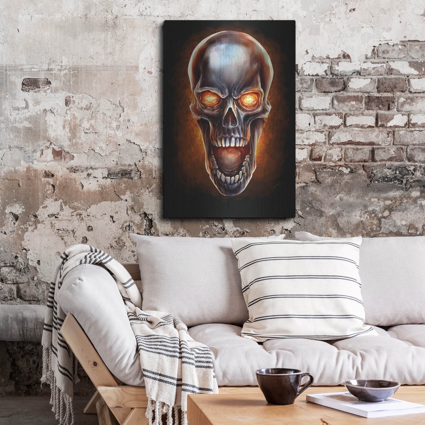 Luxe Metal Art 'Metal Fire Skull' by Flyland Designs, Metal Wall Art,24x36