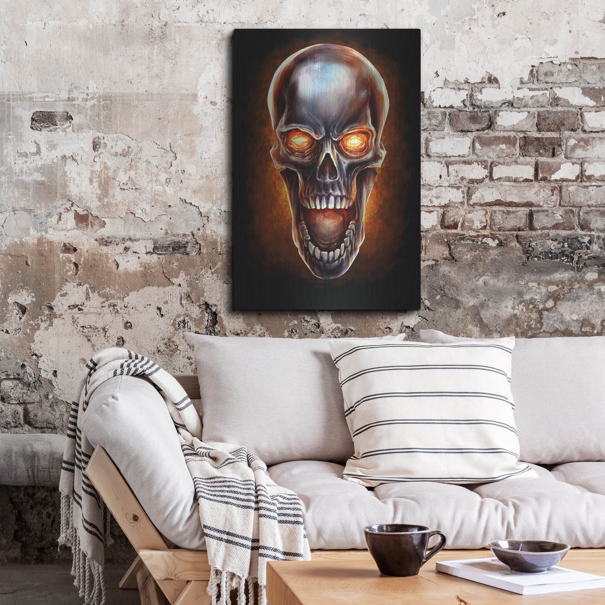 Luxe Metal Art 'Metal Fire Skull' by Flyland Designs, Metal Wall Art,24x36