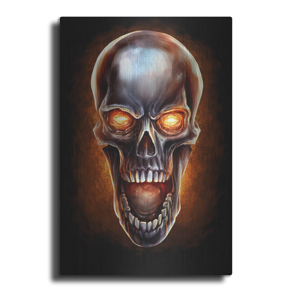 Luxe Metal Art 'Metal Fire Skull' by Flyland Designs, Metal Wall Art