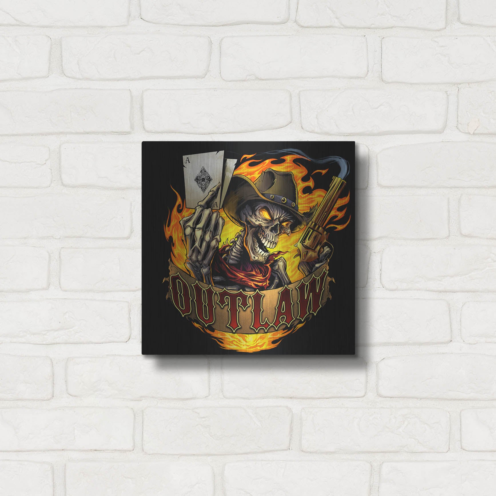 Luxe Metal Art 'Outlaw Skeleton' by Flyland Designs, Metal Wall Art,12x12