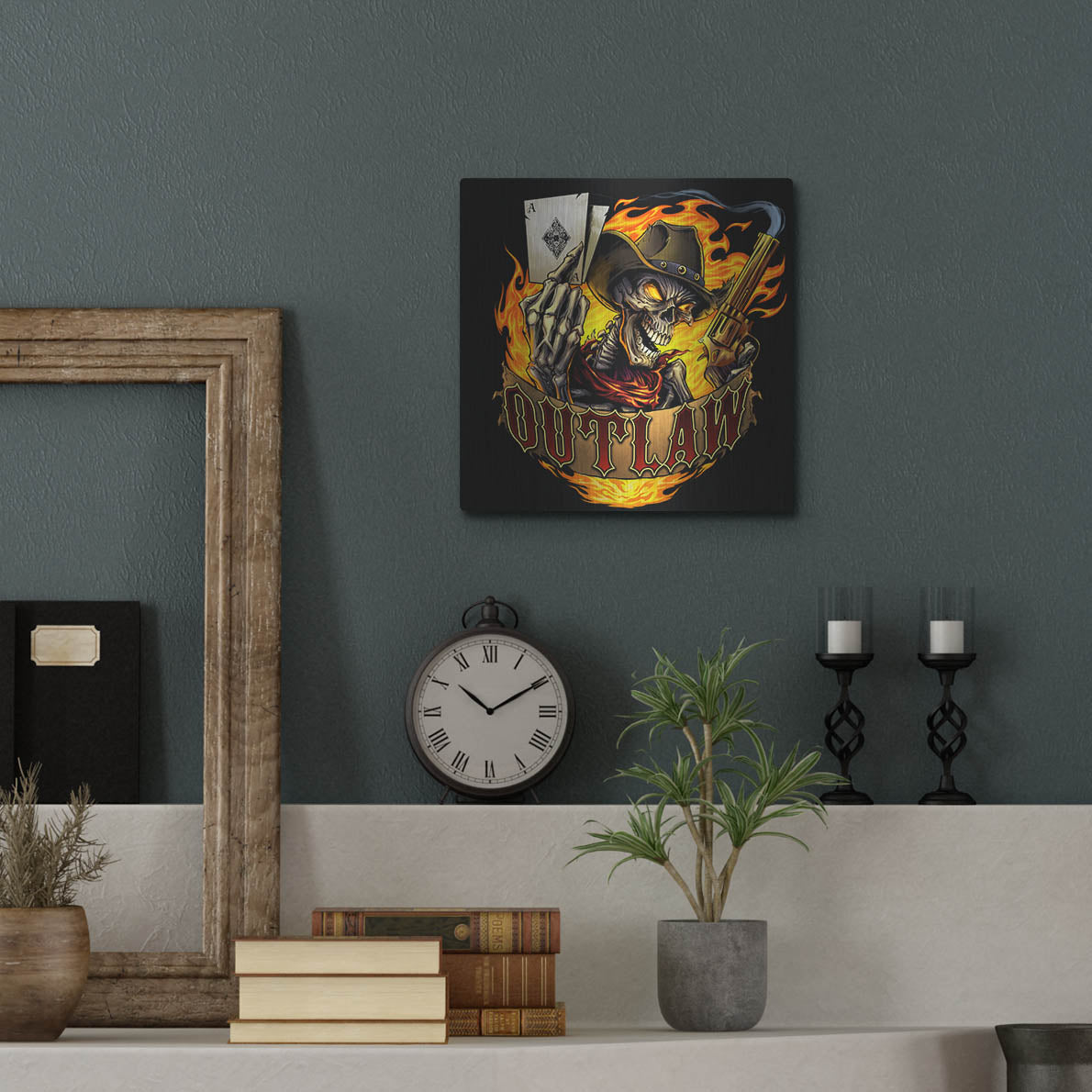 Luxe Metal Art 'Outlaw Skeleton' by Flyland Designs, Metal Wall Art,12x12