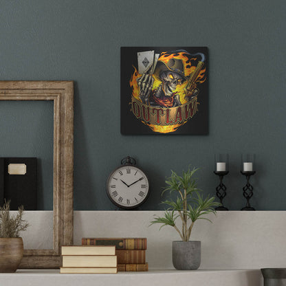 Luxe Metal Art 'Outlaw Skeleton' by Flyland Designs, Metal Wall Art,12x12