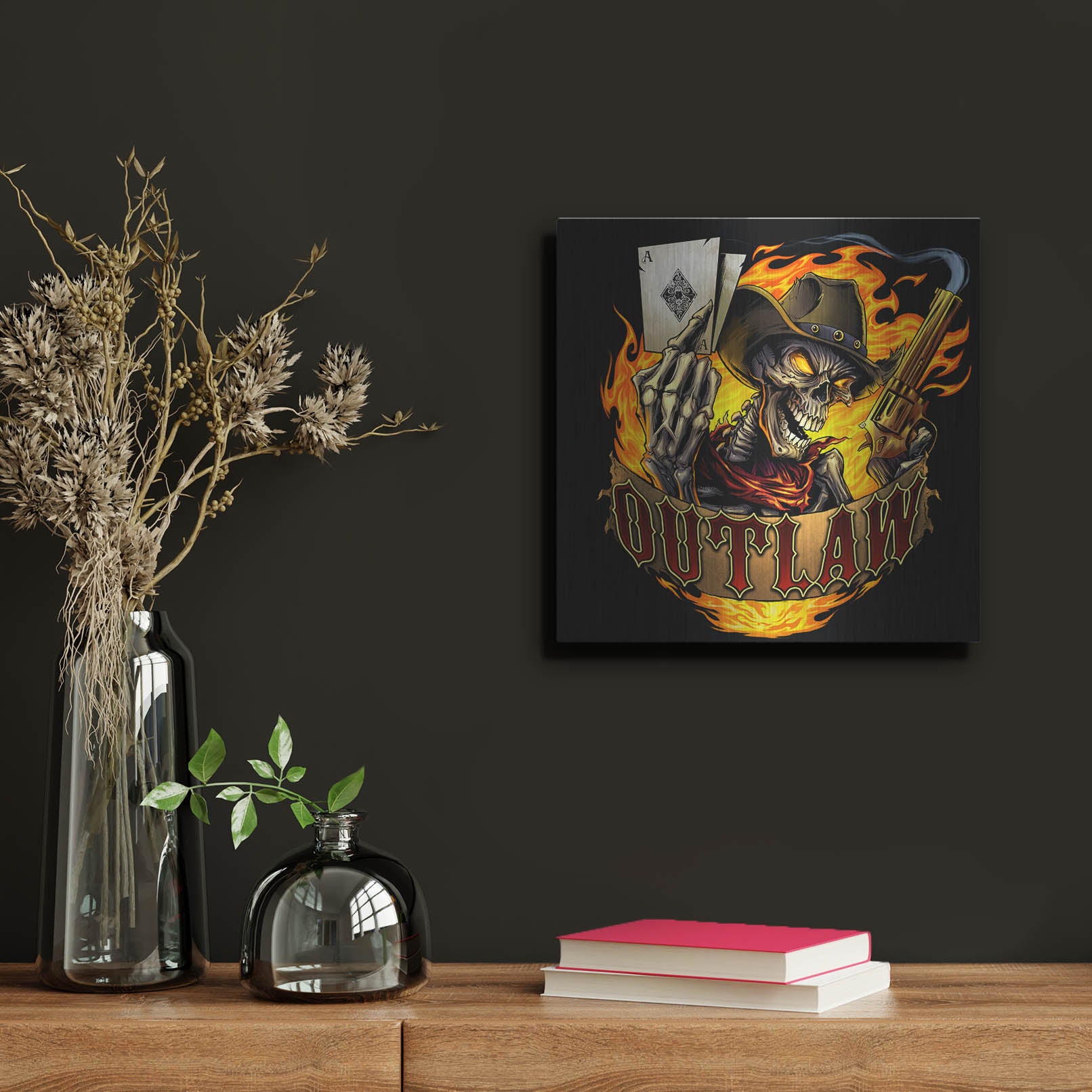 Luxe Metal Art 'Outlaw Skeleton' by Flyland Designs, Metal Wall Art,12x12