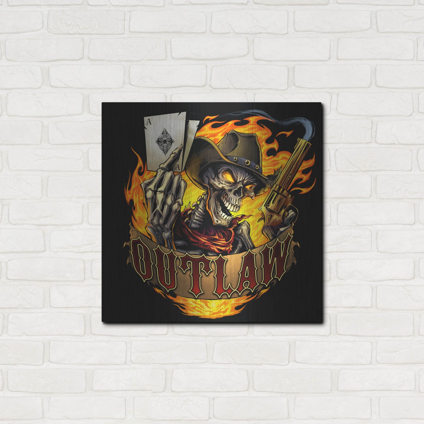 Luxe Metal Art 'Outlaw Skeleton' by Flyland Designs, Metal Wall Art,24x24