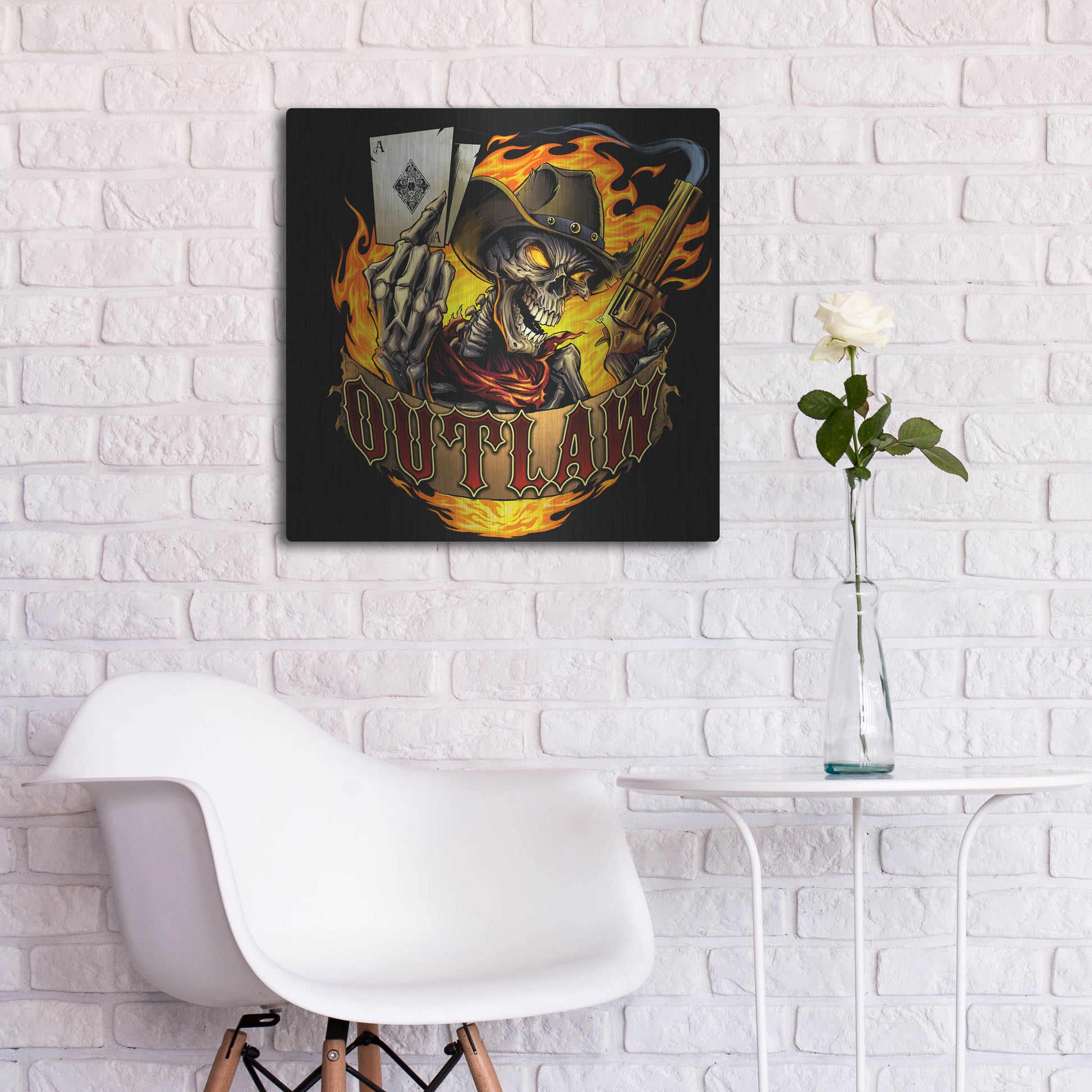 Luxe Metal Art 'Outlaw Skeleton' by Flyland Designs, Metal Wall Art,24x24