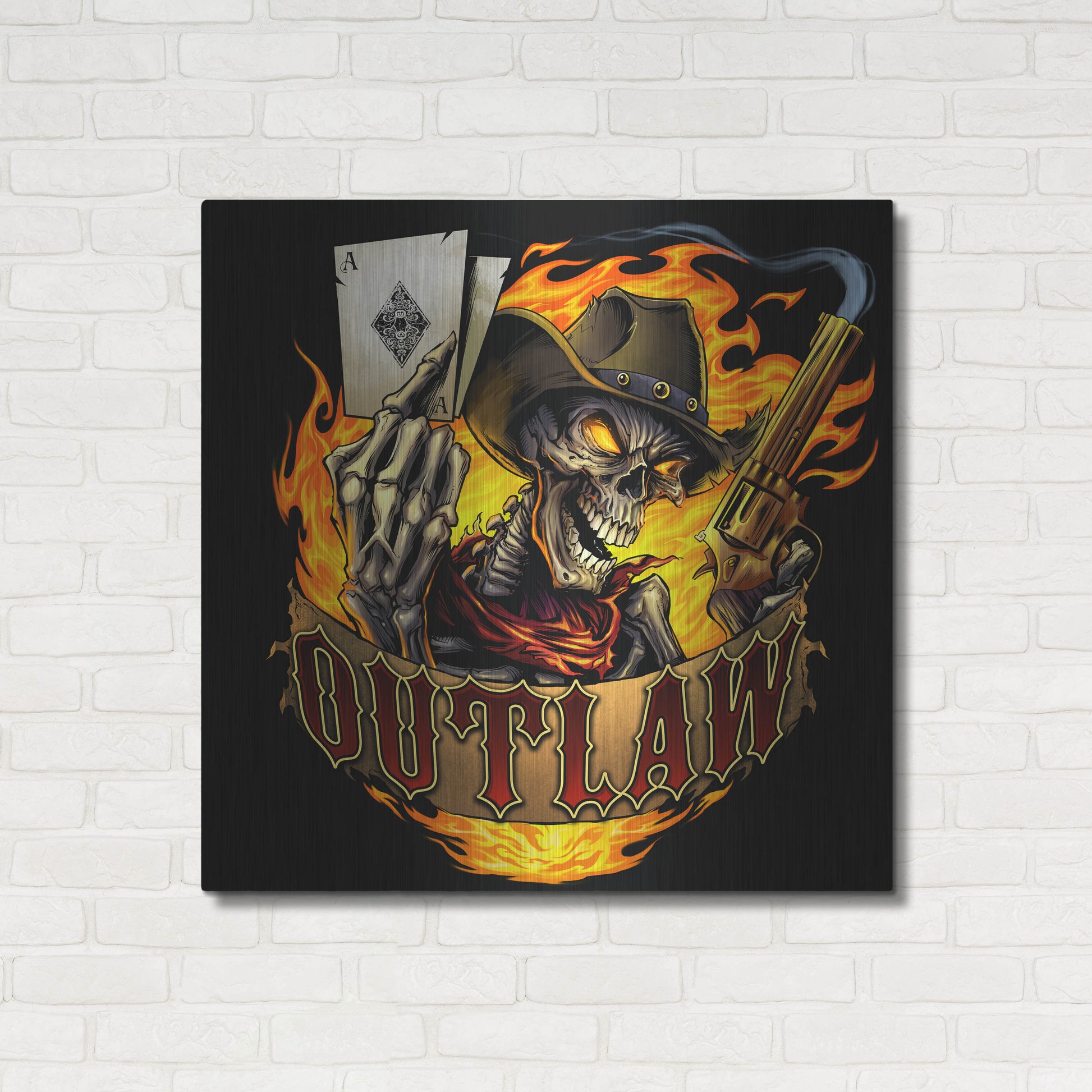 Luxe Metal Art 'Outlaw Skeleton' by Flyland Designs, Metal Wall Art,36x36
