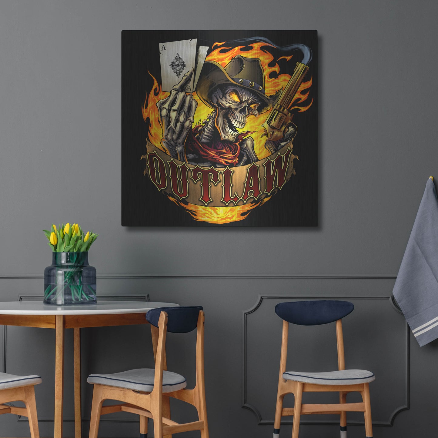 Luxe Metal Art 'Outlaw Skeleton' by Flyland Designs, Metal Wall Art,36x36