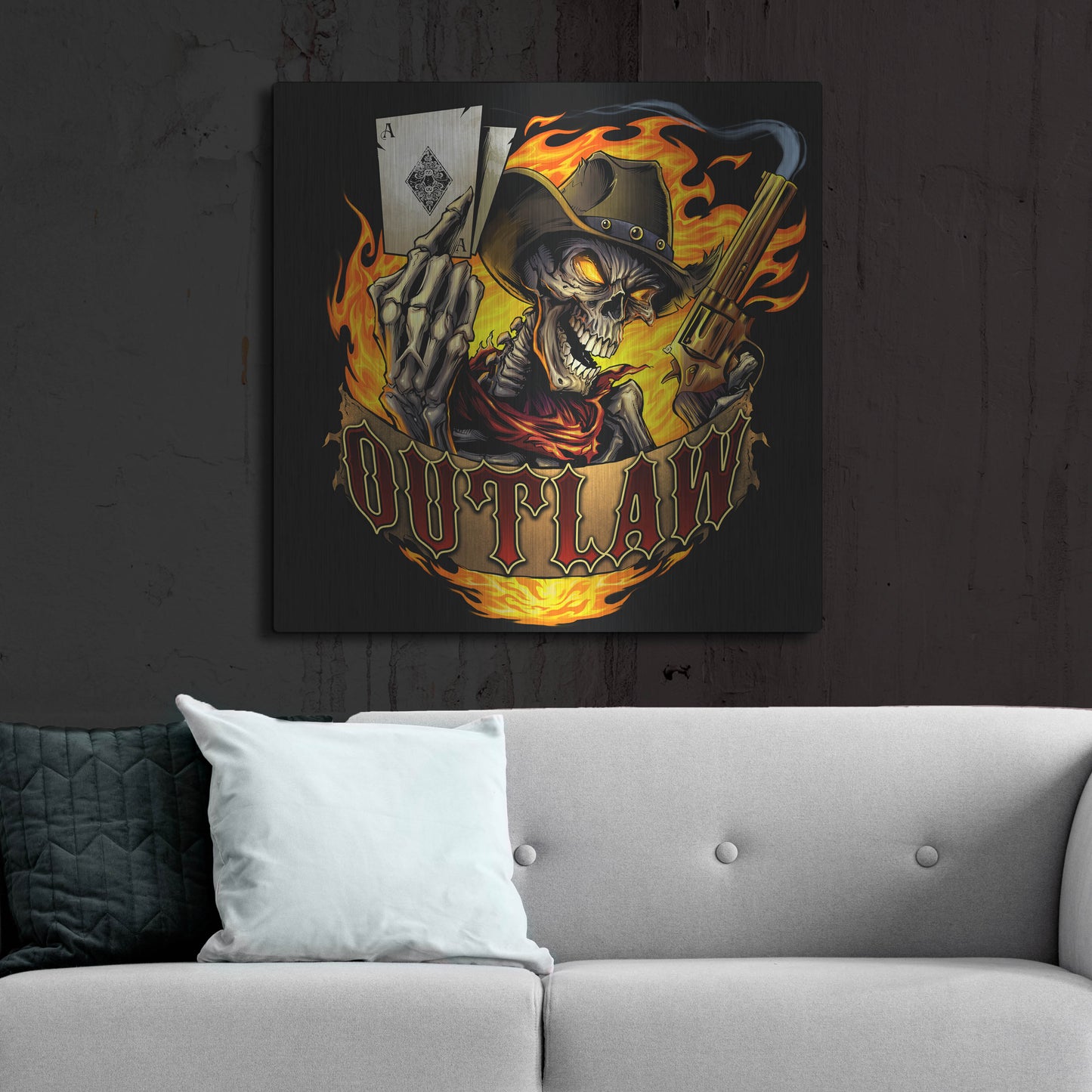 Luxe Metal Art 'Outlaw Skeleton' by Flyland Designs, Metal Wall Art,36x36