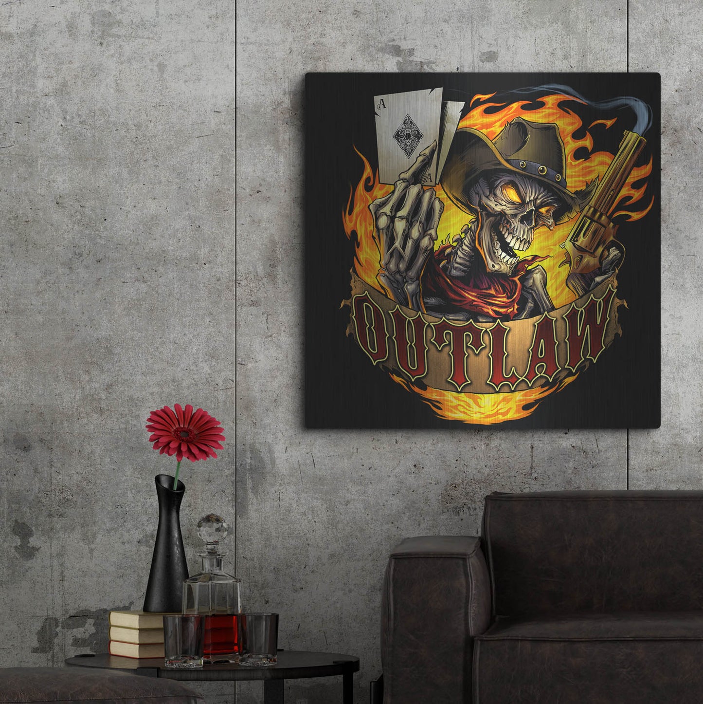 Luxe Metal Art 'Outlaw Skeleton' by Flyland Designs, Metal Wall Art,36x36