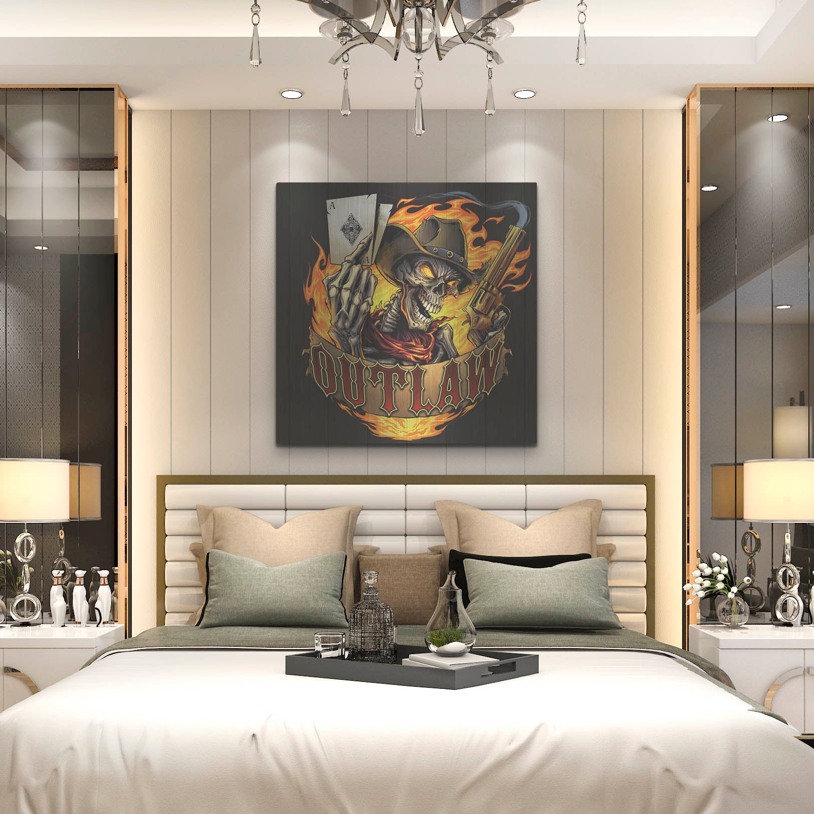 Luxe Metal Art 'Outlaw Skeleton' by Flyland Designs, Metal Wall Art,36x36