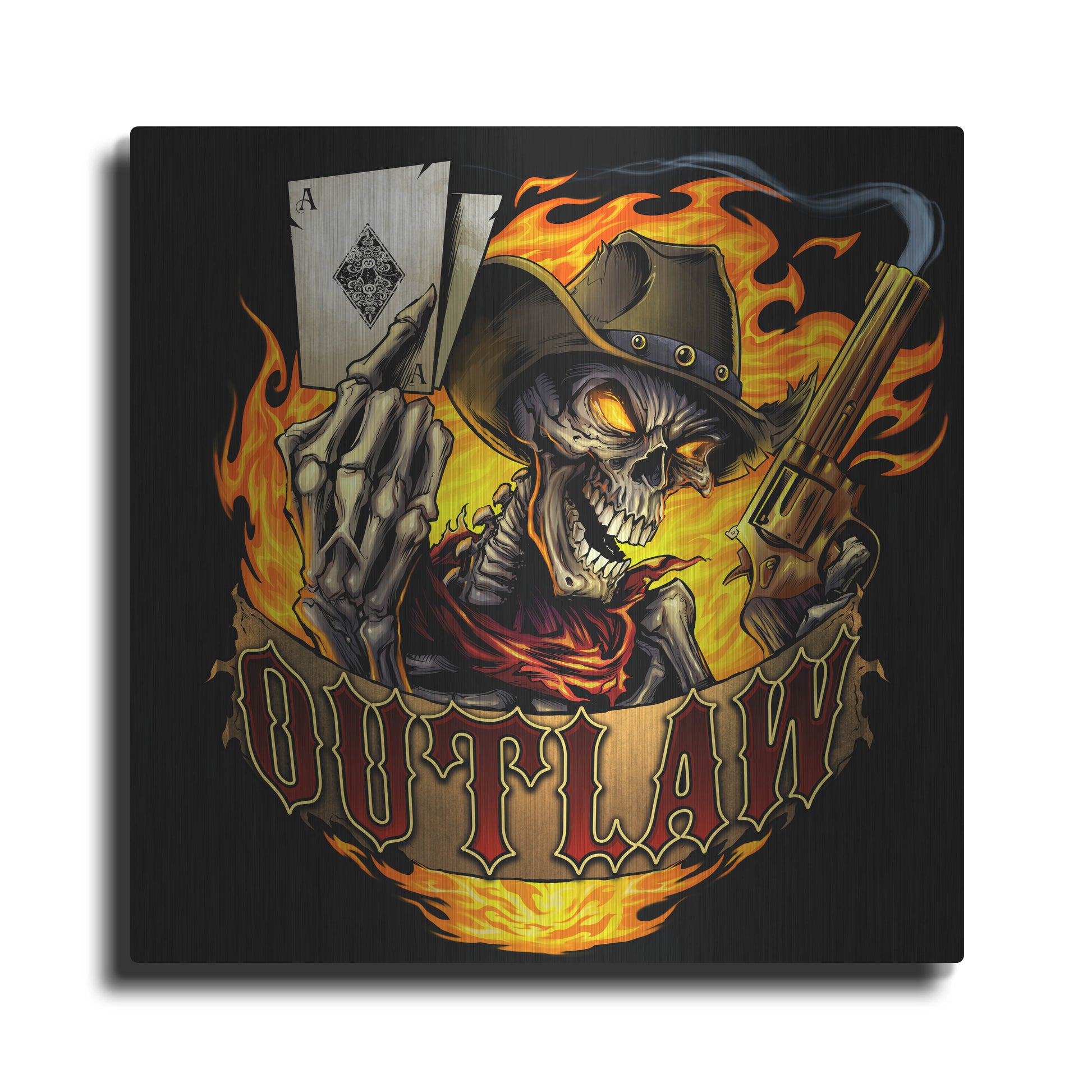 Luxe Metal Art 'Outlaw Skeleton' by Flyland Designs, Metal Wall Art