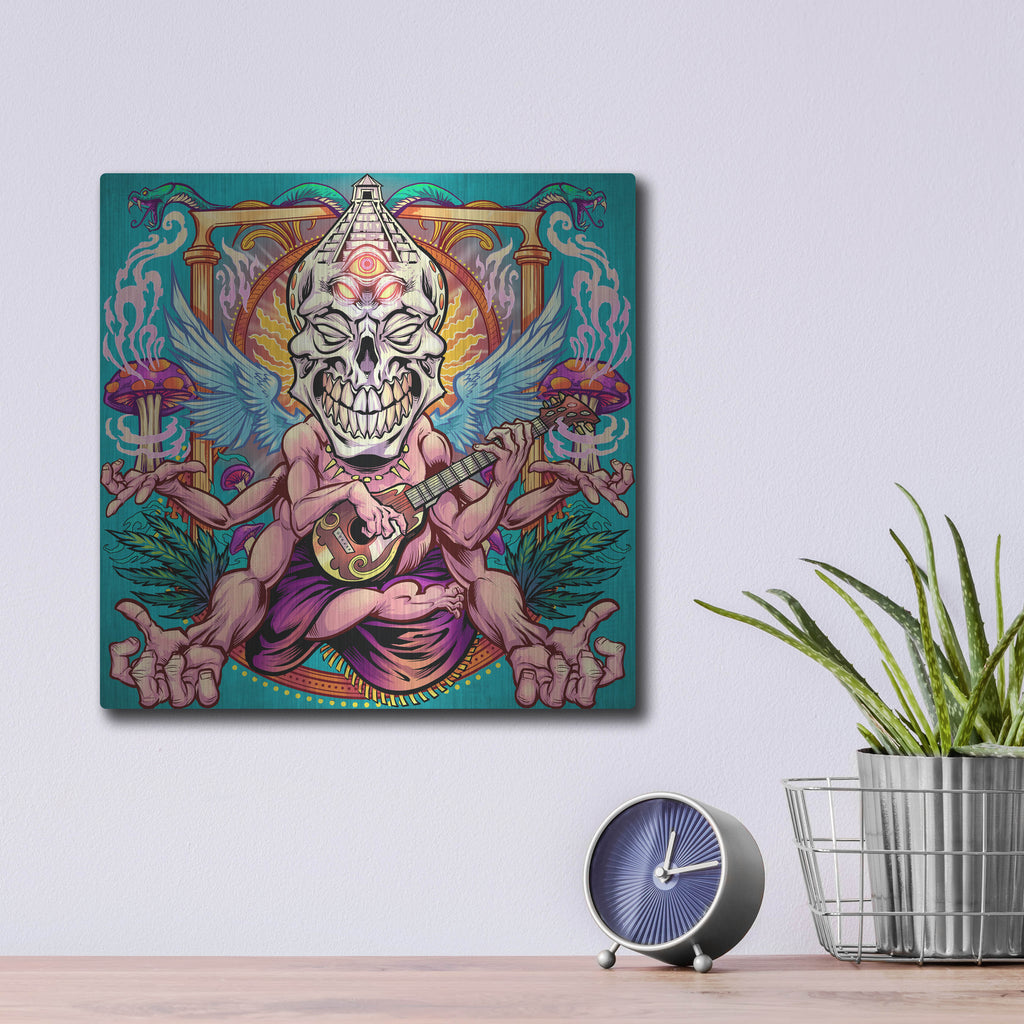 Luxe Metal Art 'Psyk-Out Psychedlic' by Flyland Designs, Metal Wall Art,12x12