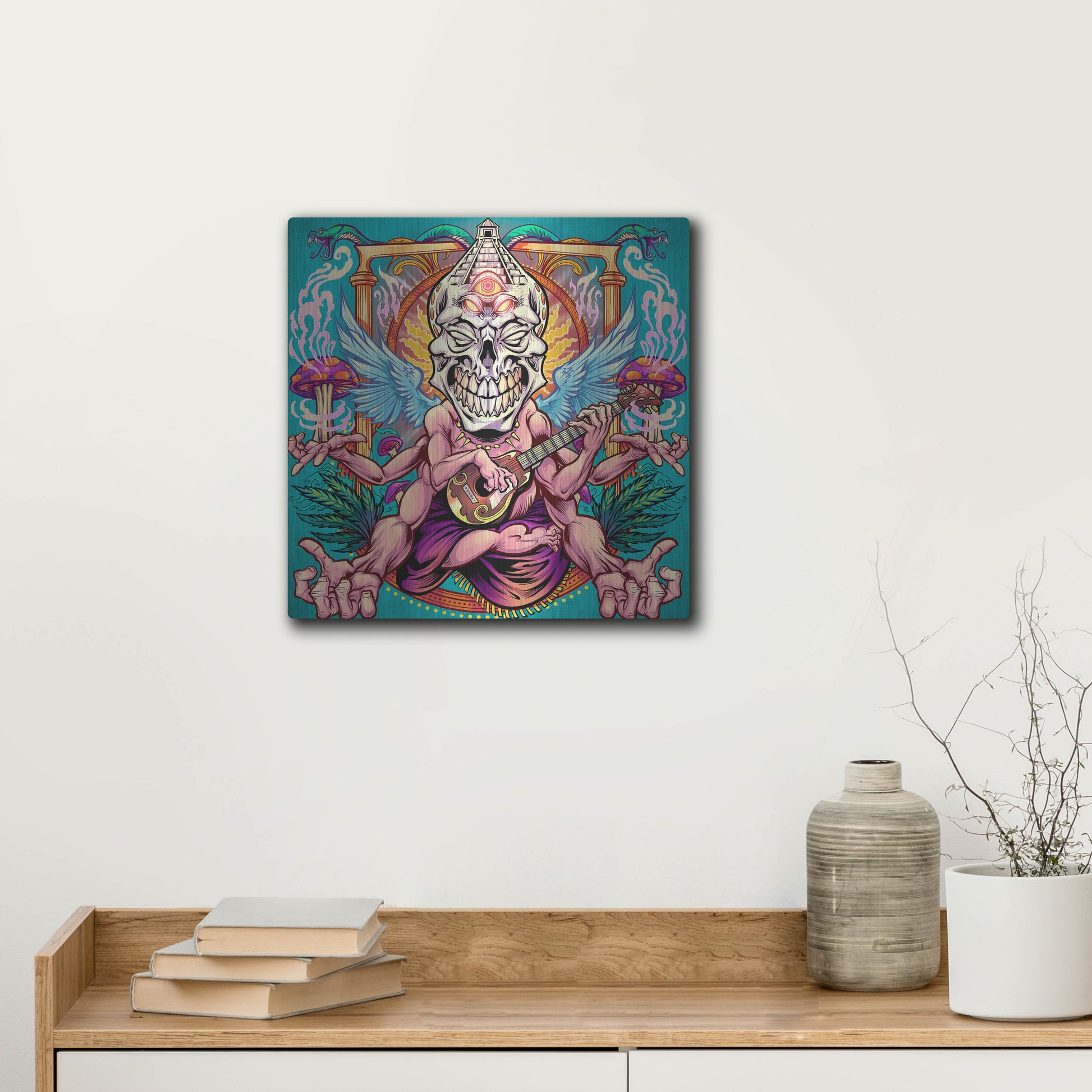 Luxe Metal Art 'Psyk-Out Psychedlic' by Flyland Designs, Metal Wall Art,12x12