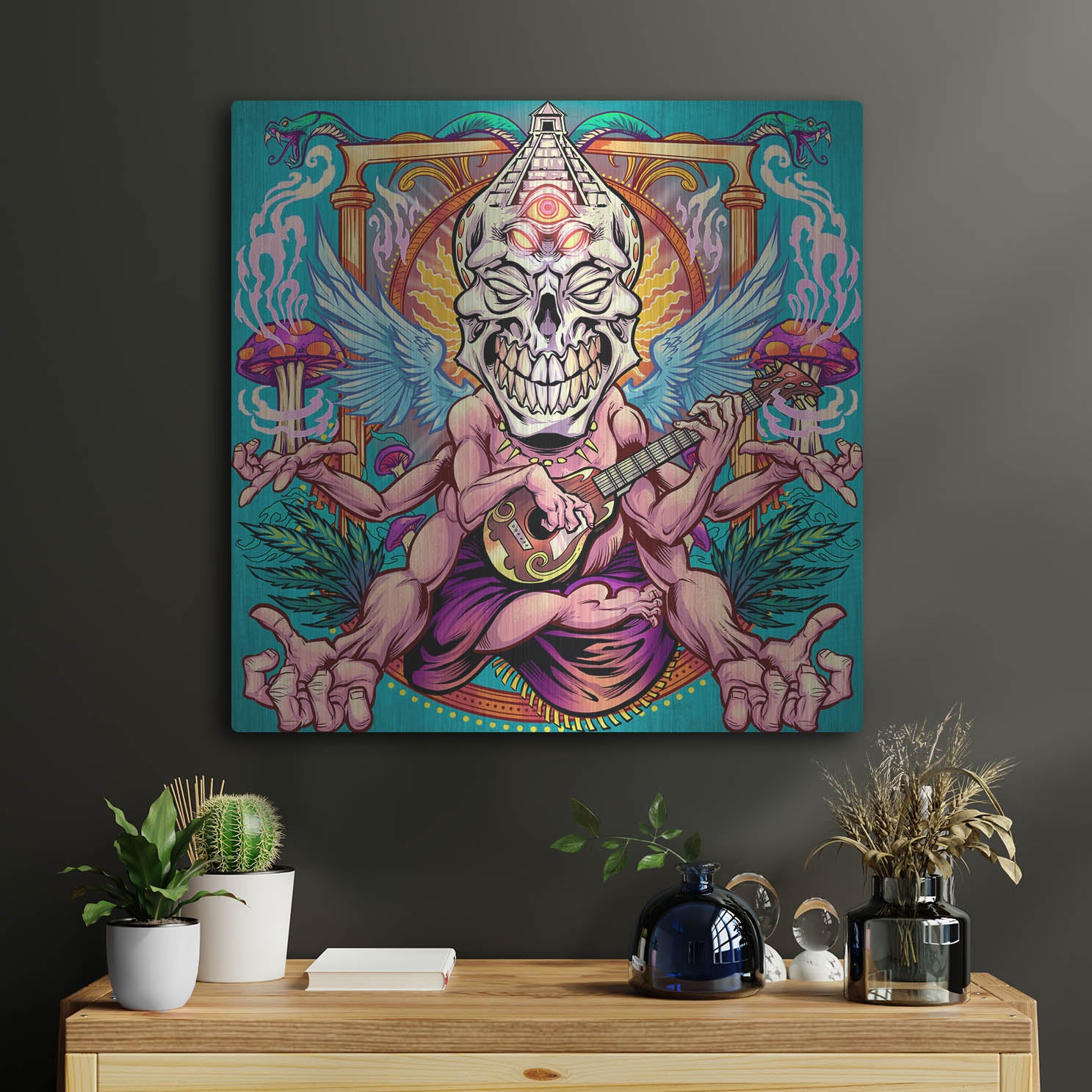 Luxe Metal Art 'Psyk-Out Psychedlic' by Flyland Designs, Metal Wall Art,24x24