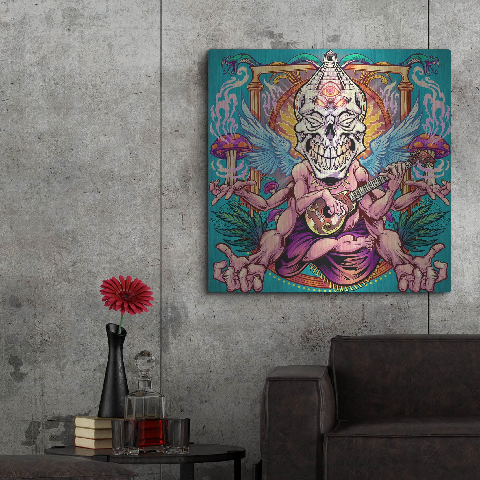 Luxe Metal Art 'Psyk-Out Psychedlic' by Flyland Designs, Metal Wall Art,36x36
