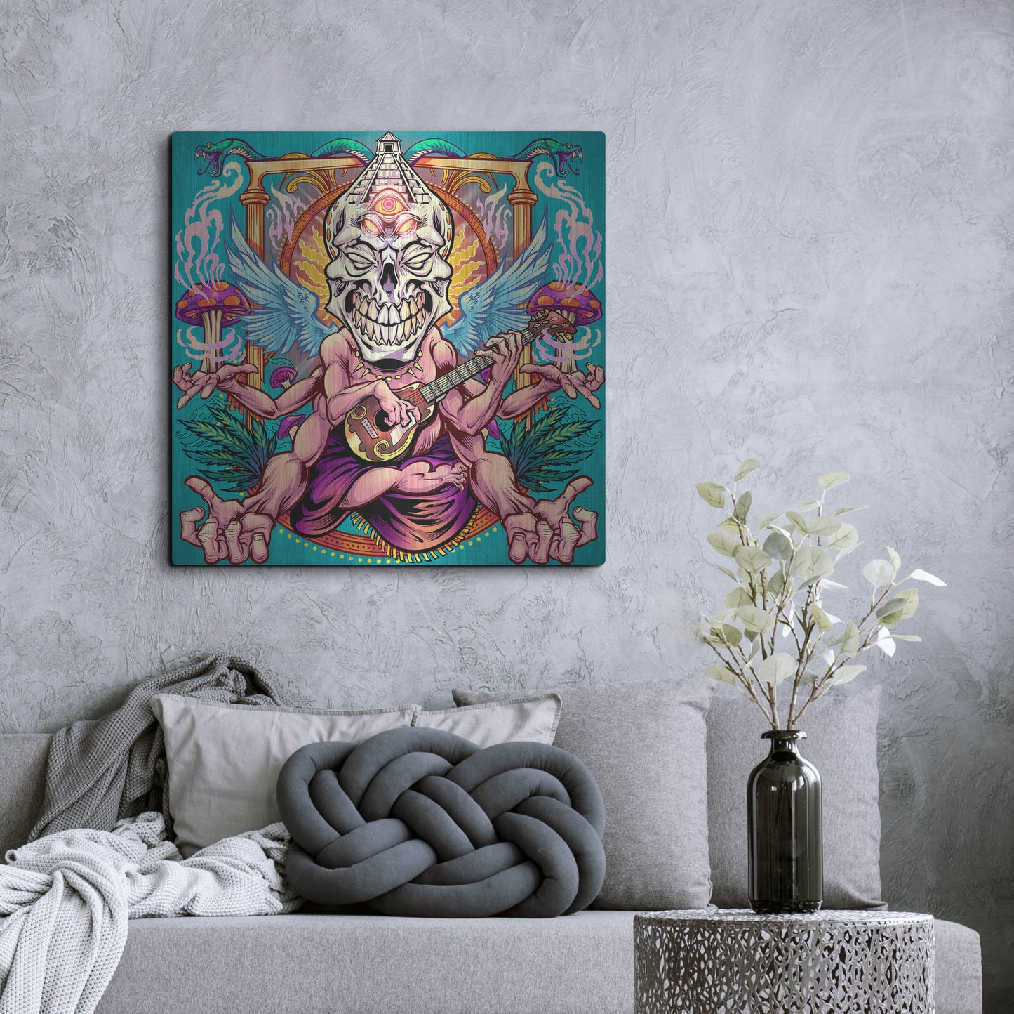 Luxe Metal Art 'Psyk-Out Psychedlic' by Flyland Designs, Metal Wall Art,36x36