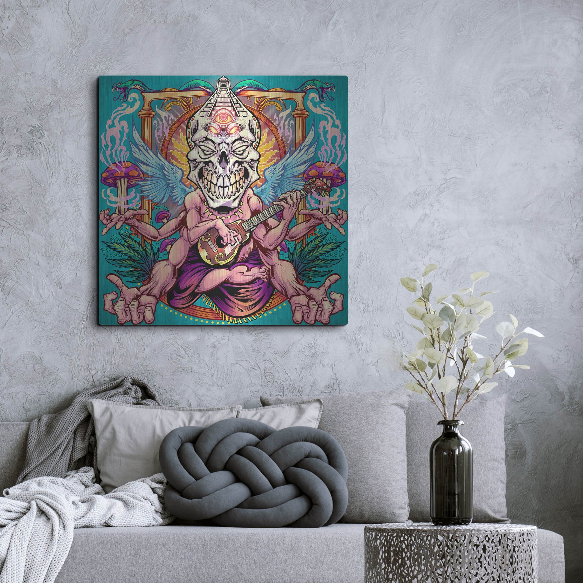 Luxe Metal Art 'Psyk-Out Psychedlic' by Flyland Designs, Metal Wall Art,36x36