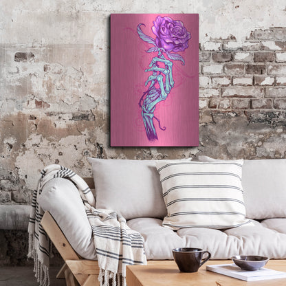 Luxe Metal Art 'Skeleton Hand With Rose' by Flyland Designs, Metal Wall Art,24x36