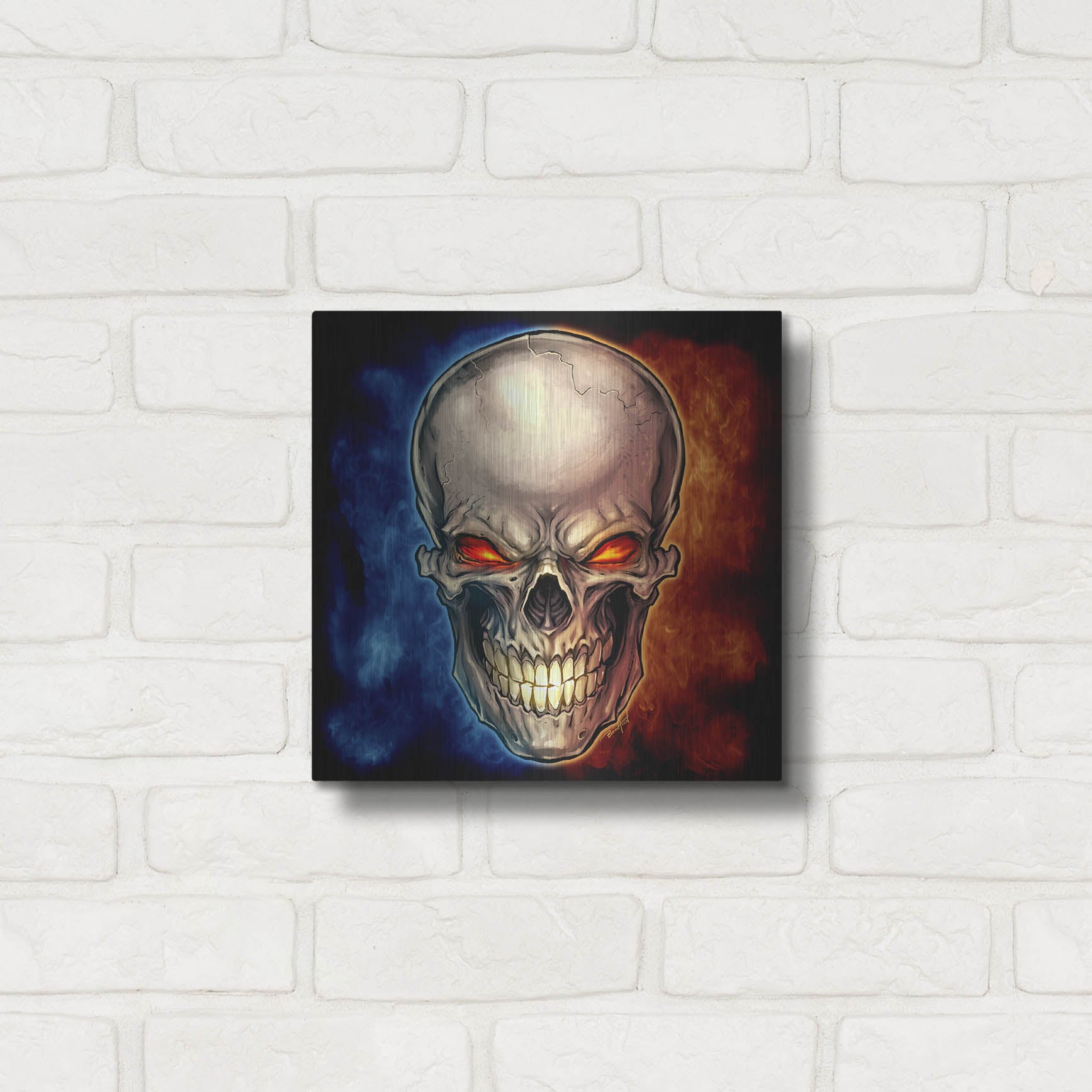 Luxe Metal Art 'Skull 2016' by Flyland Designs, Metal Wall Art,12x12