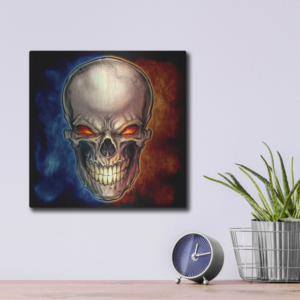 Luxe Metal Art 'Skull 2016' by Flyland Designs, Metal Wall Art,12x12