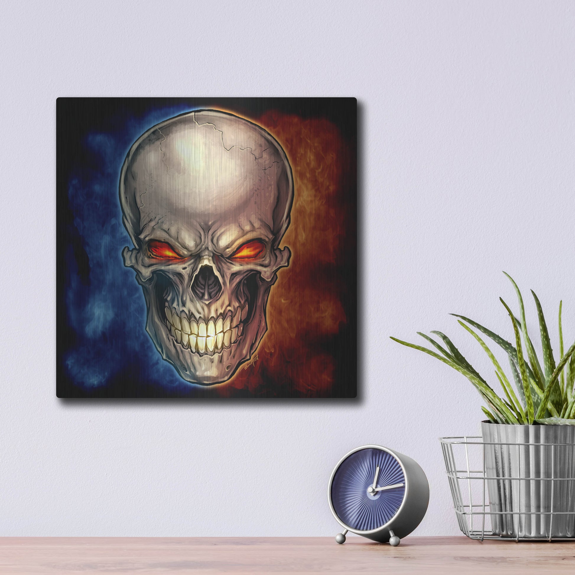 Luxe Metal Art 'Skull 2016' by Flyland Designs, Metal Wall Art,12x12