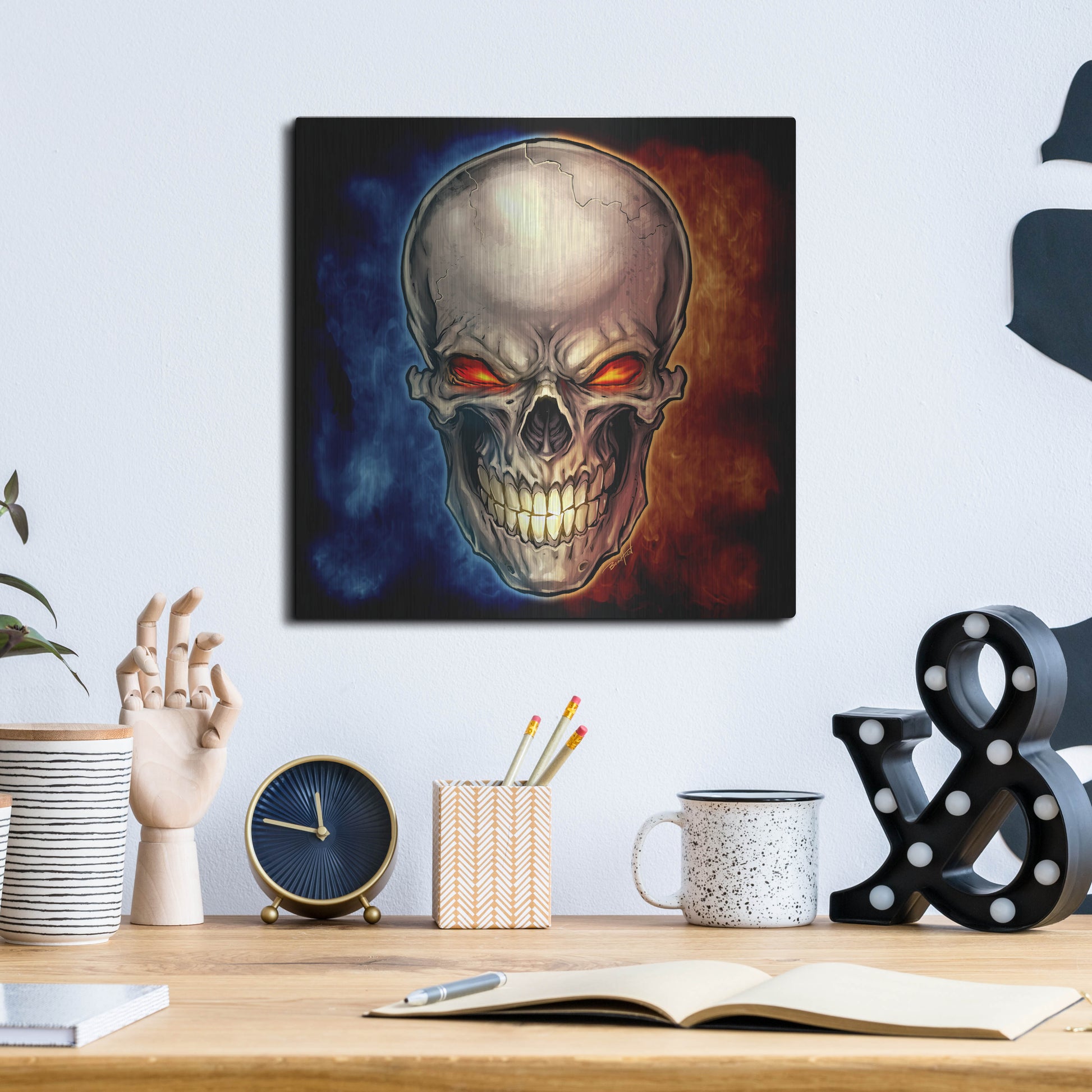 Luxe Metal Art 'Skull 2016' by Flyland Designs, Metal Wall Art,12x12