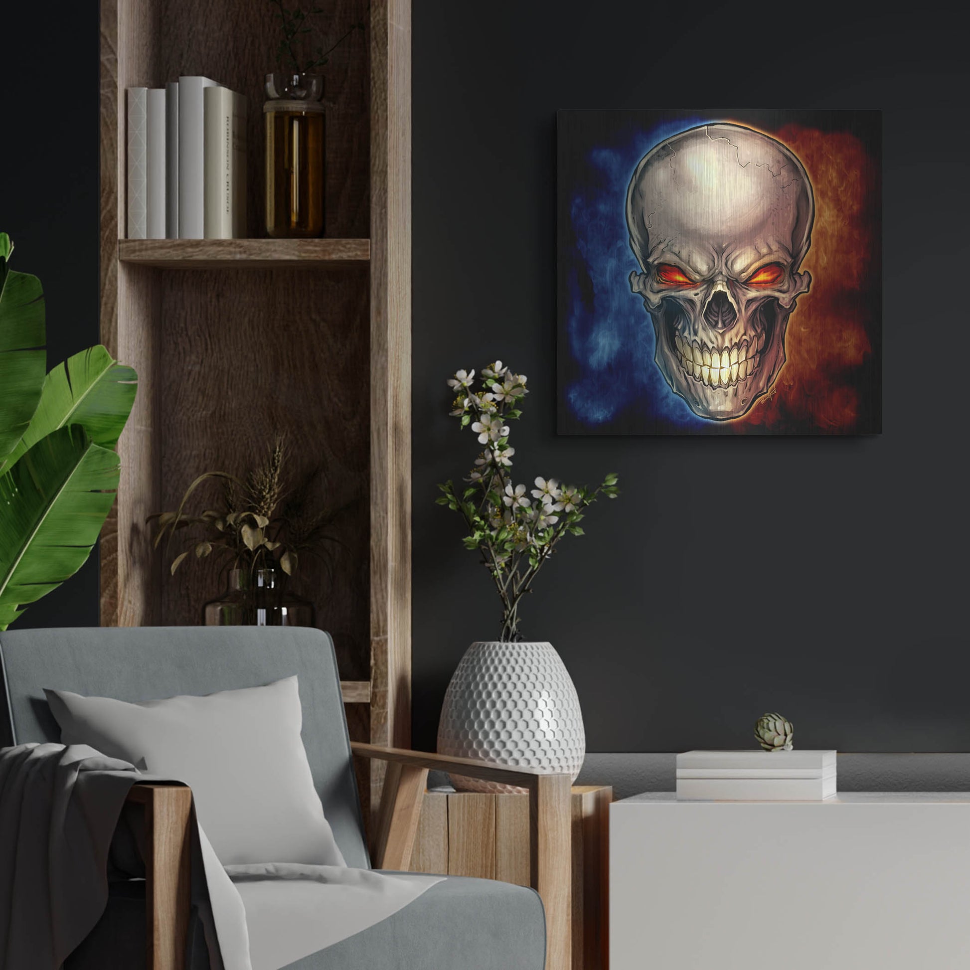 Luxe Metal Art 'Skull 2016' by Flyland Designs, Metal Wall Art,24x24