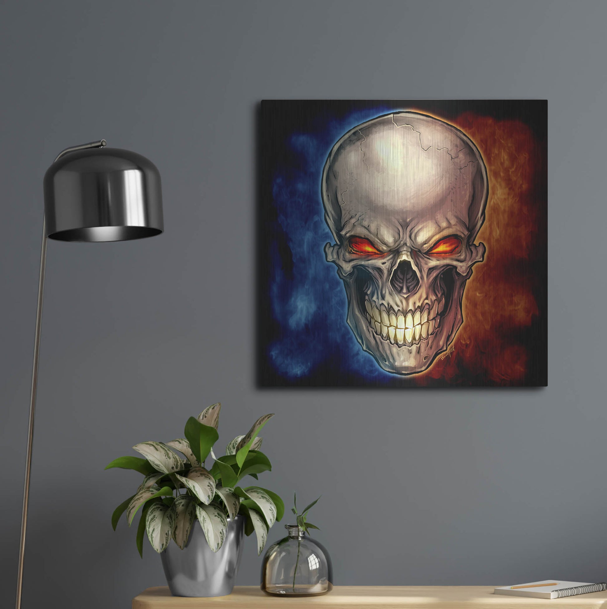Luxe Metal Art 'Skull 2016' by Flyland Designs, Metal Wall Art,24x24