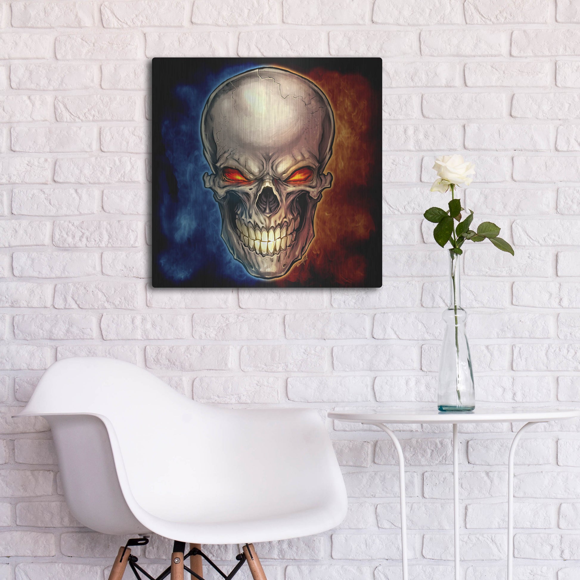 Luxe Metal Art 'Skull 2016' by Flyland Designs, Metal Wall Art,24x24