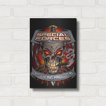 Luxe Metal Art 'Skull And Bullets Crest' by Flyland Designs, Metal Wall Art,12x16