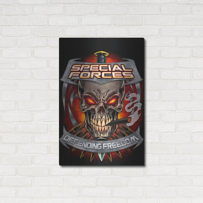 Luxe Metal Art 'Skull And Bullets Crest' by Flyland Designs, Metal Wall Art,24x36