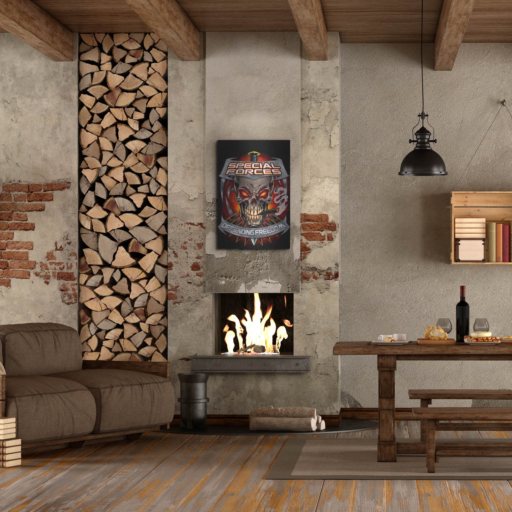 Luxe Metal Art 'Skull And Bullets Crest' by Flyland Designs, Metal Wall Art,24x36