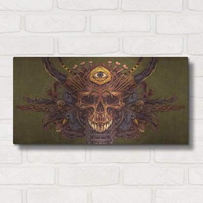 Luxe Metal Art 'Skull And Pyramid Eye' by Flyland Designs, Metal Wall Art,24x12