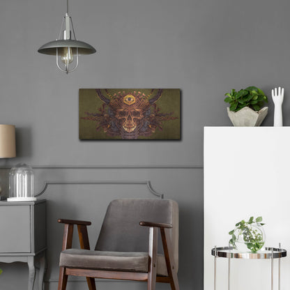 Luxe Metal Art 'Skull And Pyramid Eye' by Flyland Designs, Metal Wall Art,24x12